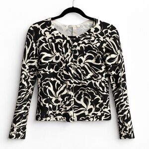 Banana Republic Black & Ivory Floral Cotton Cardigan | Size S